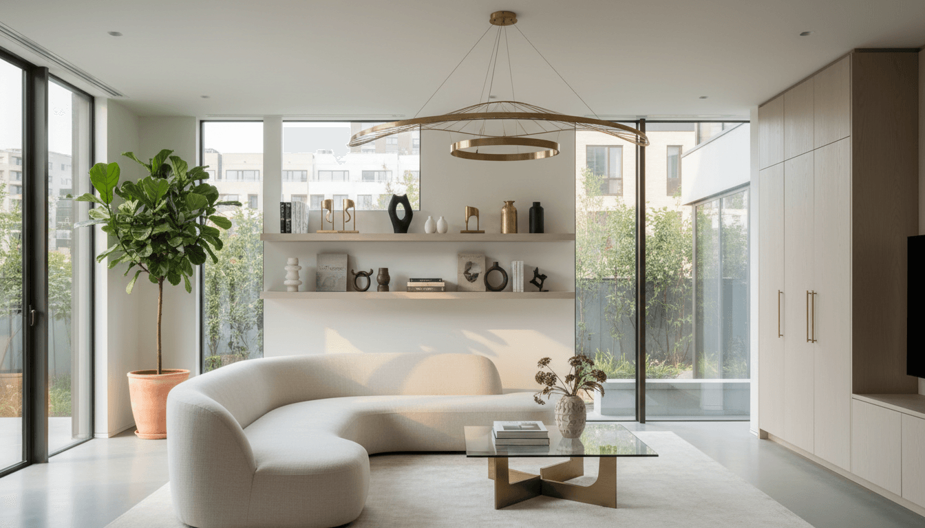 Bright modern luxury home interior with premium furnishings and natural light